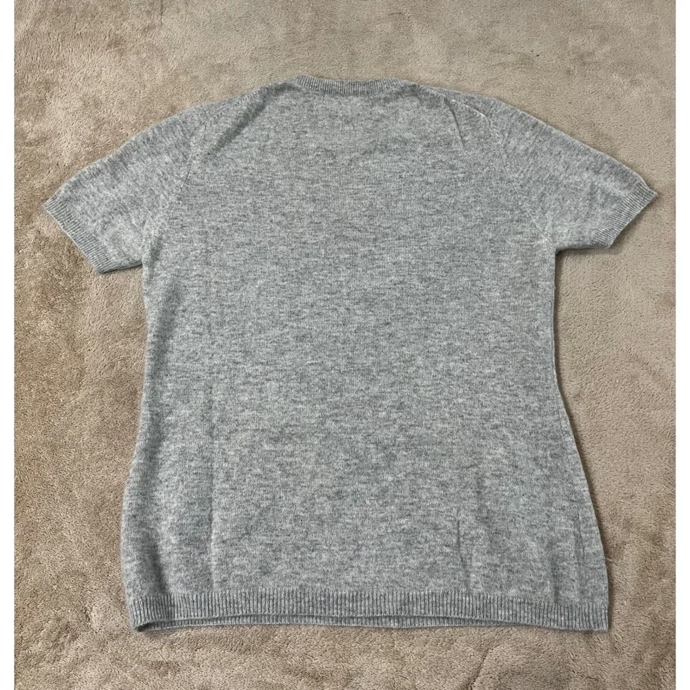 Wendy B. Cashmere Sweater Shirt/Blouse Women's Medium Gray Luxury Knit S/S EUC